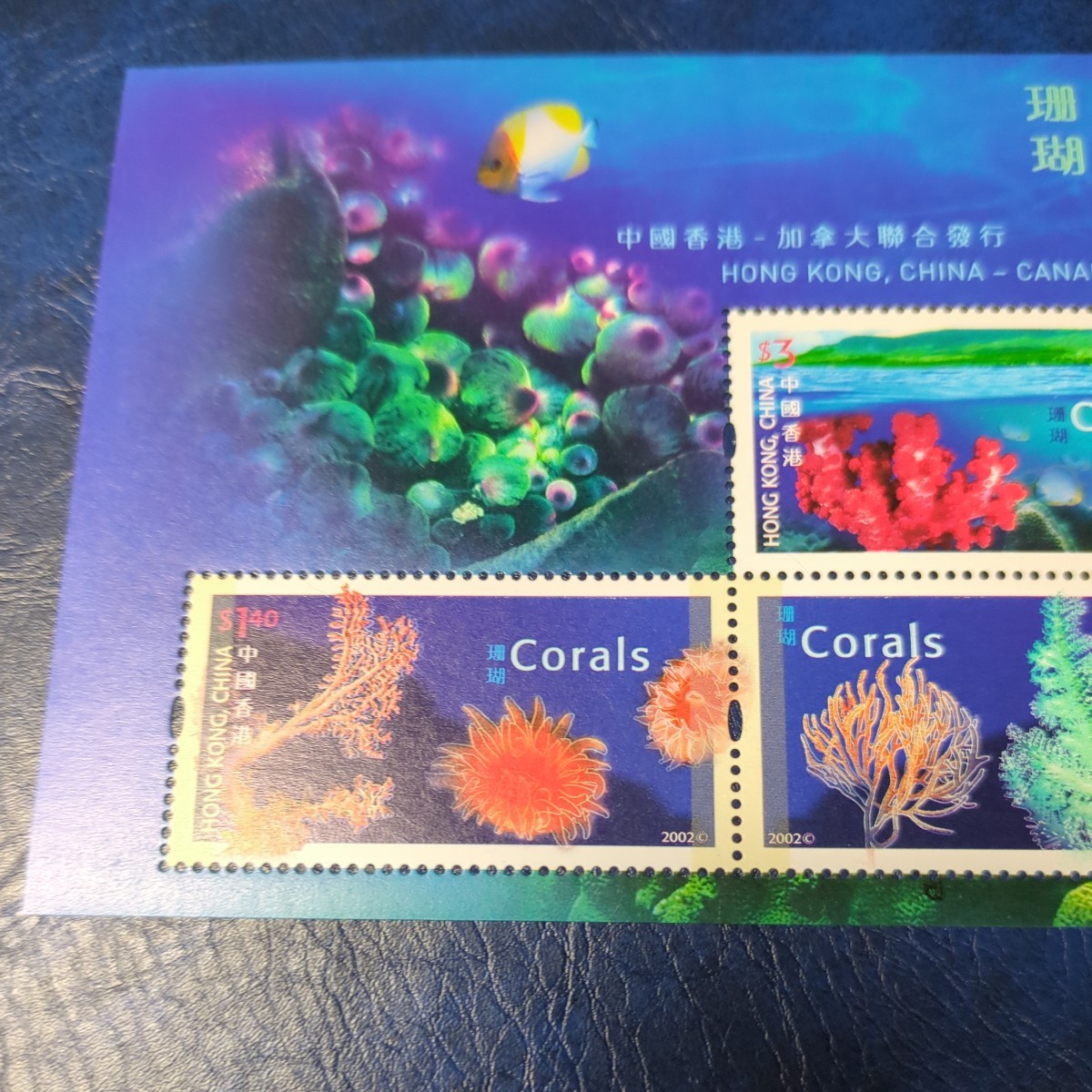 香港記念切手小型シート 「サンゴ」　未使用　　2002年　1種_画像2