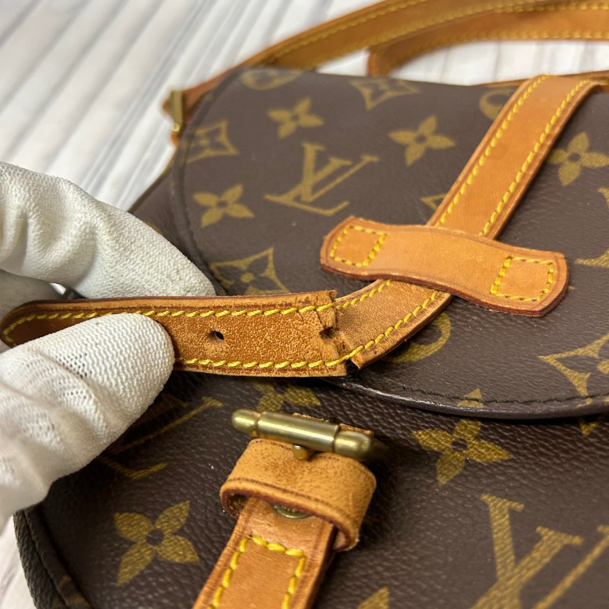 m001 Z1 LOUIS VUITTON ルイヴィトン M40646 シャンティPM モノグラム クロスボディ ショルダーバッグ ミニバッグ ブラウン系_画像3