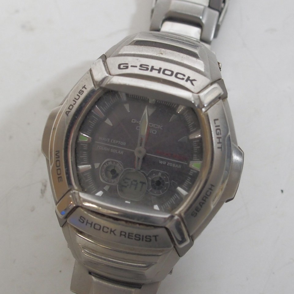 f002 Z1 CASIO G-SHOCK カシオ ジーショック タフソーラー デジアナ GW-1400DJ シルバー 腕時計 稼働品_画像1