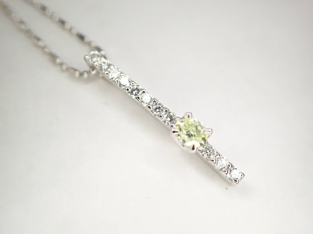 4/美品 Pt850×Pt900 イエローダイヤ0.161ct ネックレス_画像4