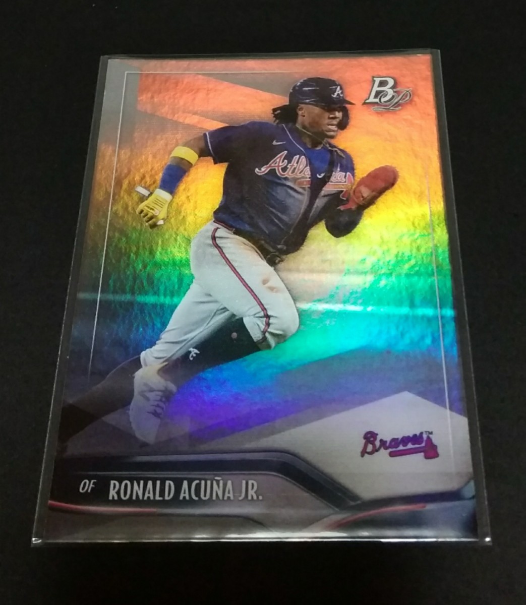 MLB 2021年topps BOWMAN PLATINUM ロナルド・アクーニャ・ジュニア jr(ブレーブス)No,9。※１ヵ所カド、少し初期ダメージあり(画像３)_画像1