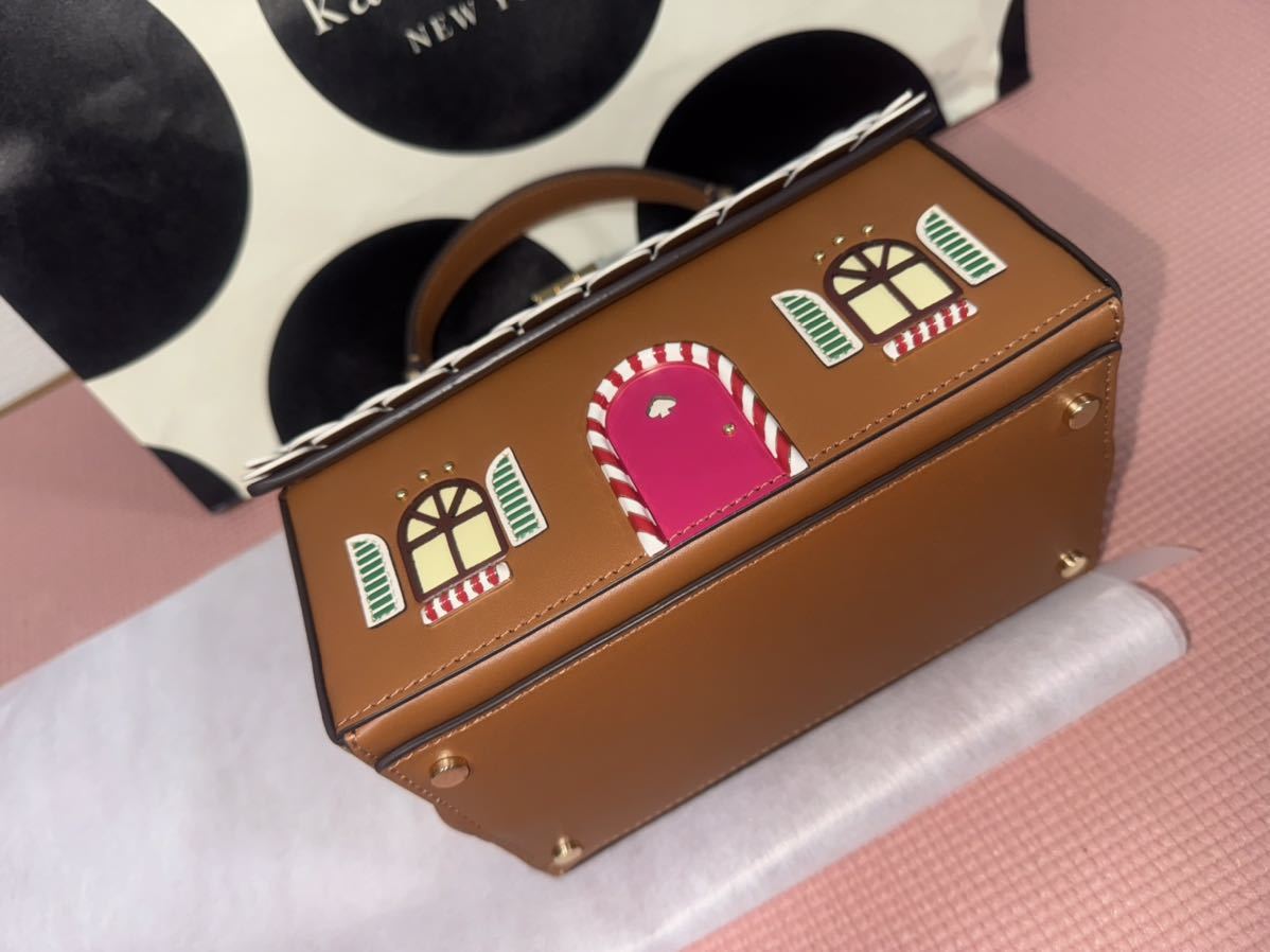 送料無料　kate spade ケイトスペード2way ショルダーバッグ ボックス お菓子の家 家型 レザー ジンジャー ブレットハウス ヘクセンハウス_画像5