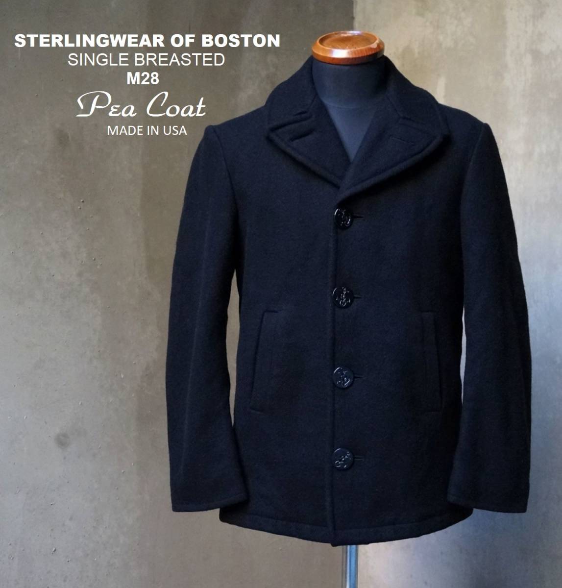 USA производства STERLINGWEAR OF BOSTON чёрный черный melt n шерсть одиночный бушлат XS S