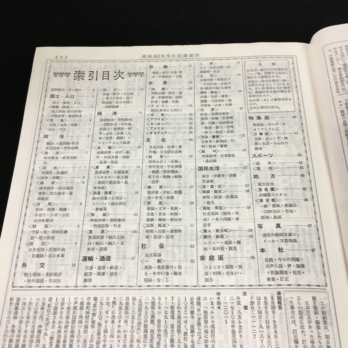 c-338 朝日新聞 縮刷版 第9巻/No.795 株式会社朝日新聞社 1987年発行※8_画像3