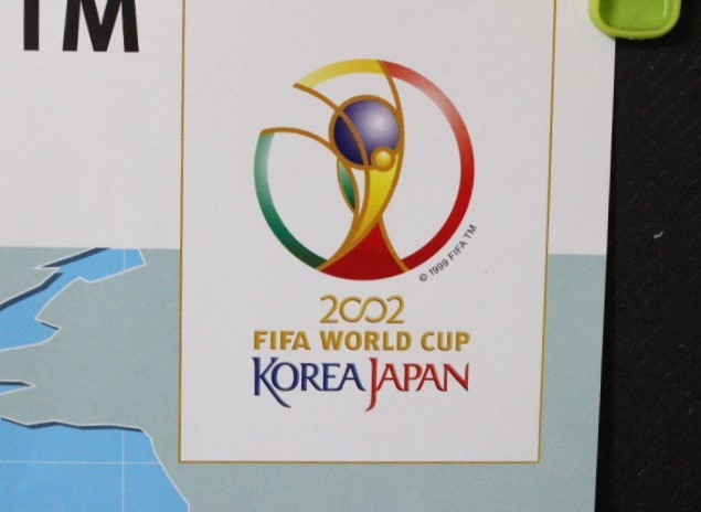 ▲は-910 FIFA ワールドカップ 2002 ポスター 中古 KOREA JAPAN 出場32ヵ国　地図　最大/約寸：縦52cm 横73cm_画像4