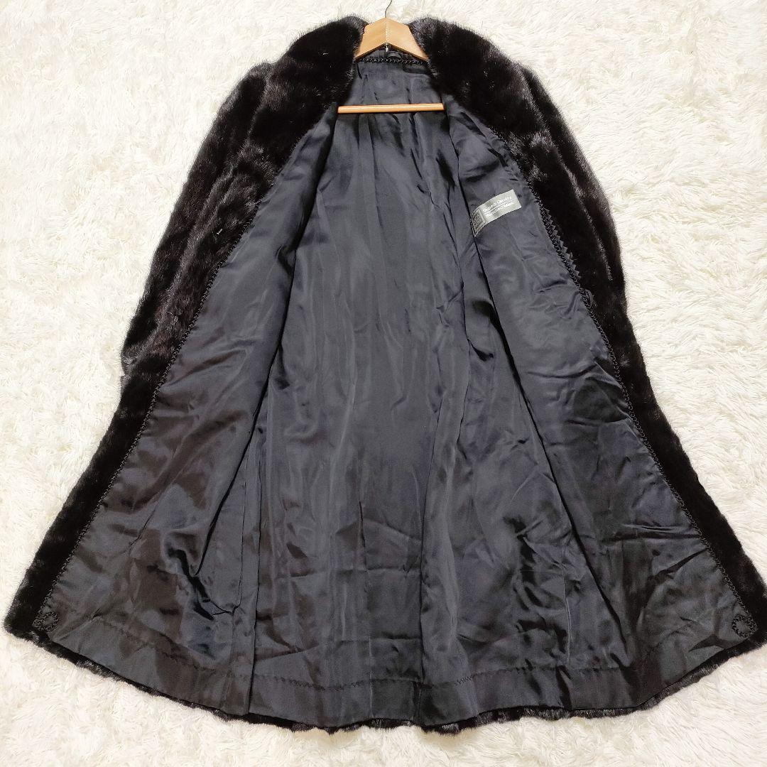 SAGA MINK サガミンク　高級　毛皮コート　リアルファー　ロング丈　15号　大きいサイズ_画像8