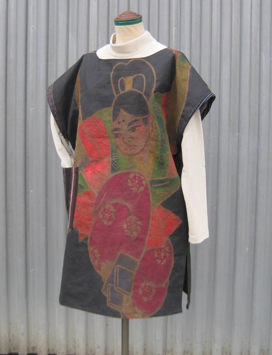 ♪古布リメイク♪柿渋墨染め幟旗の服 商品细节 | Yahoo! JAPAN Auction