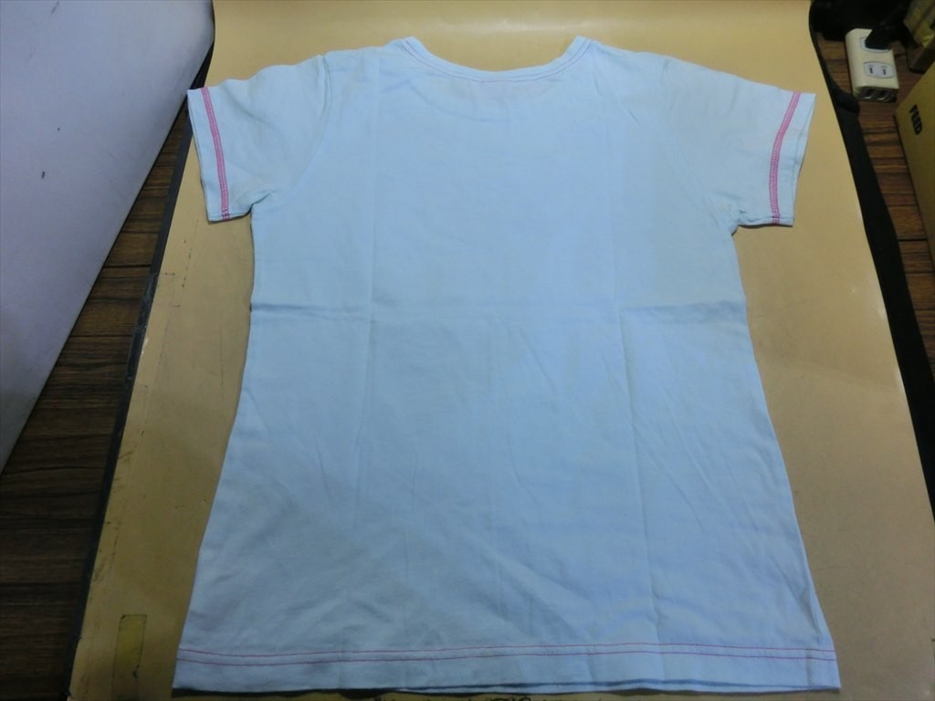 【HW54-06】【送料無料】mezzo piano メゾピアノ コットン 半袖Tシャツ 薄ブルー系/キッズ160cm/子供服/※使用感有_画像4