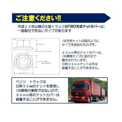 SN-10　JB ISO ナットキャップ 33mm ステンクロームメッキ10穴用 2パックセット_画像3