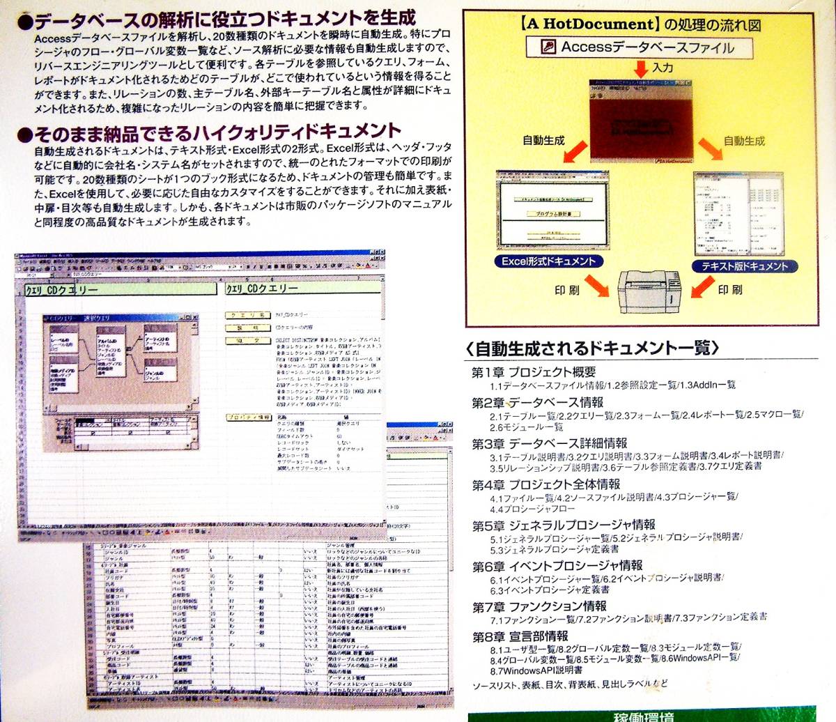 【3642】ハローシステム A HotDocument for Access(アクセス) 2002 新品 バンドル(Visual C++用) ドキュメント自動生成 ホットドキュメント_画像2