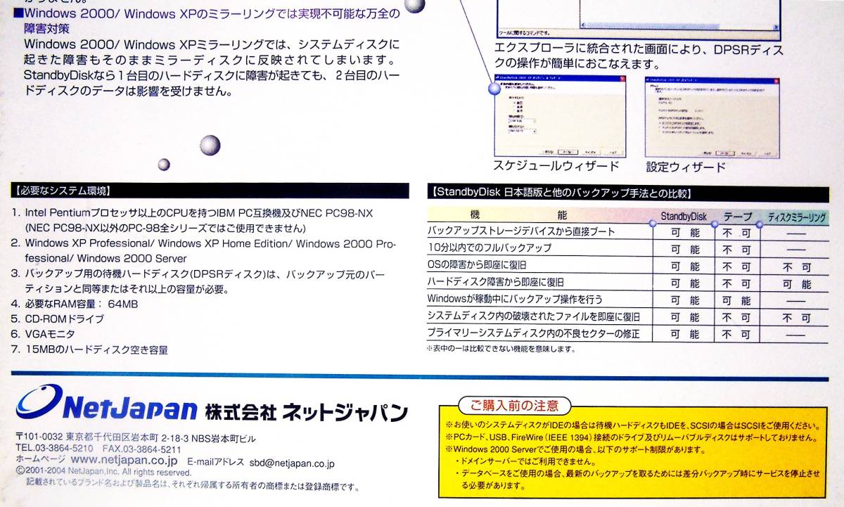 【3106】 NetJapan StanbyDisk 2000-XP Pro Windows用 新品 スタンバイディスク 待機 バックアップ ソフト システム復旧 フェイルオーバー_画像3