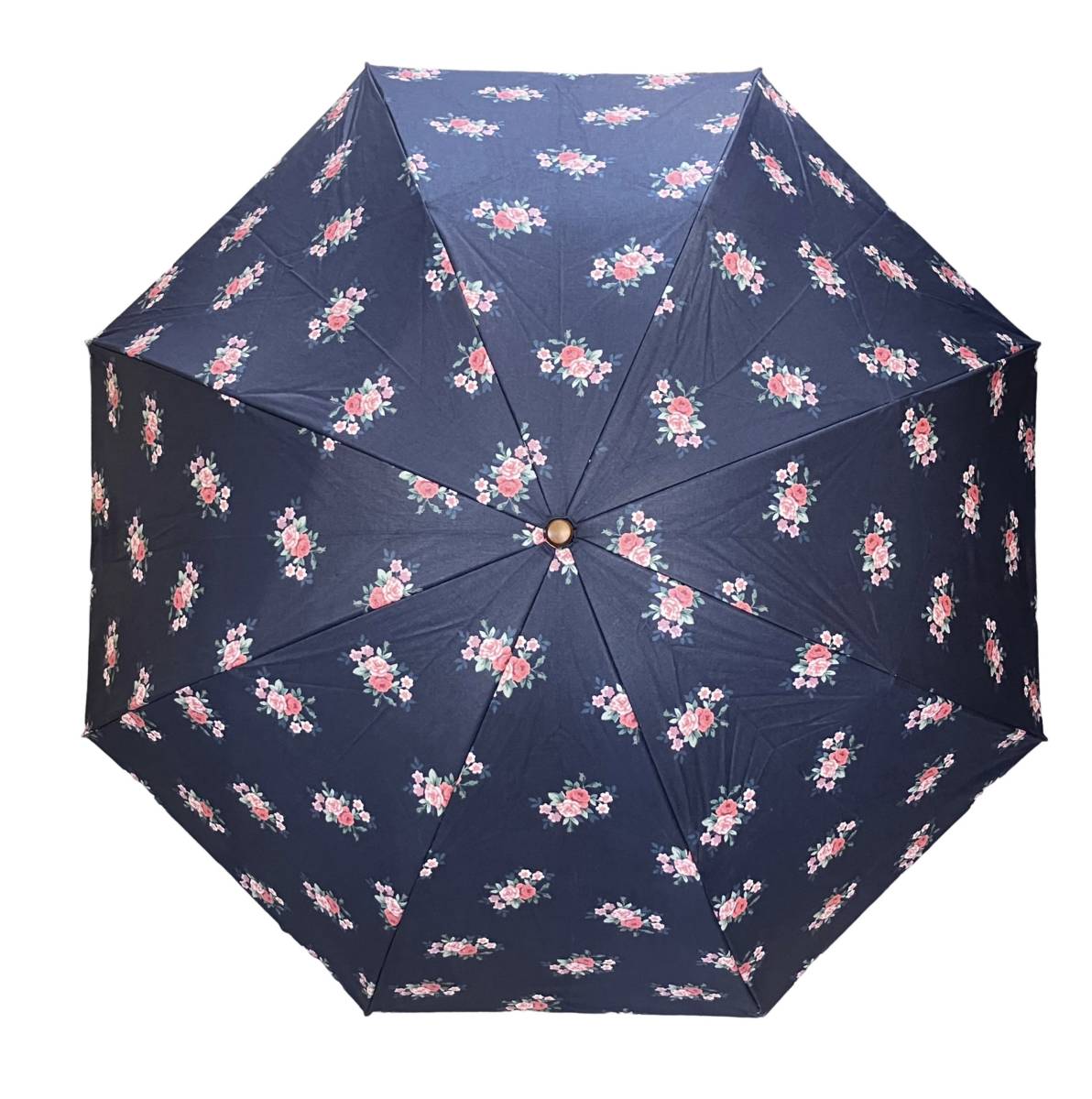 (志木)【未使用】Laura Ashley/ローラアシュレイ 晴雨兼用 折りたたみ傘 雨傘/日傘 ネイビー 花柄 薔薇 全長:約65cm 収納袋付属の画像2