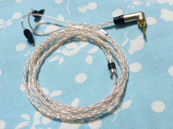 SONY MDR EX1000 EX800ST ケーブル 銀メッキOFC + PureOCC 八芯 2.5mm4極 L字 ブレイド 編み込み (カスタム対応可能) 7550 EX600