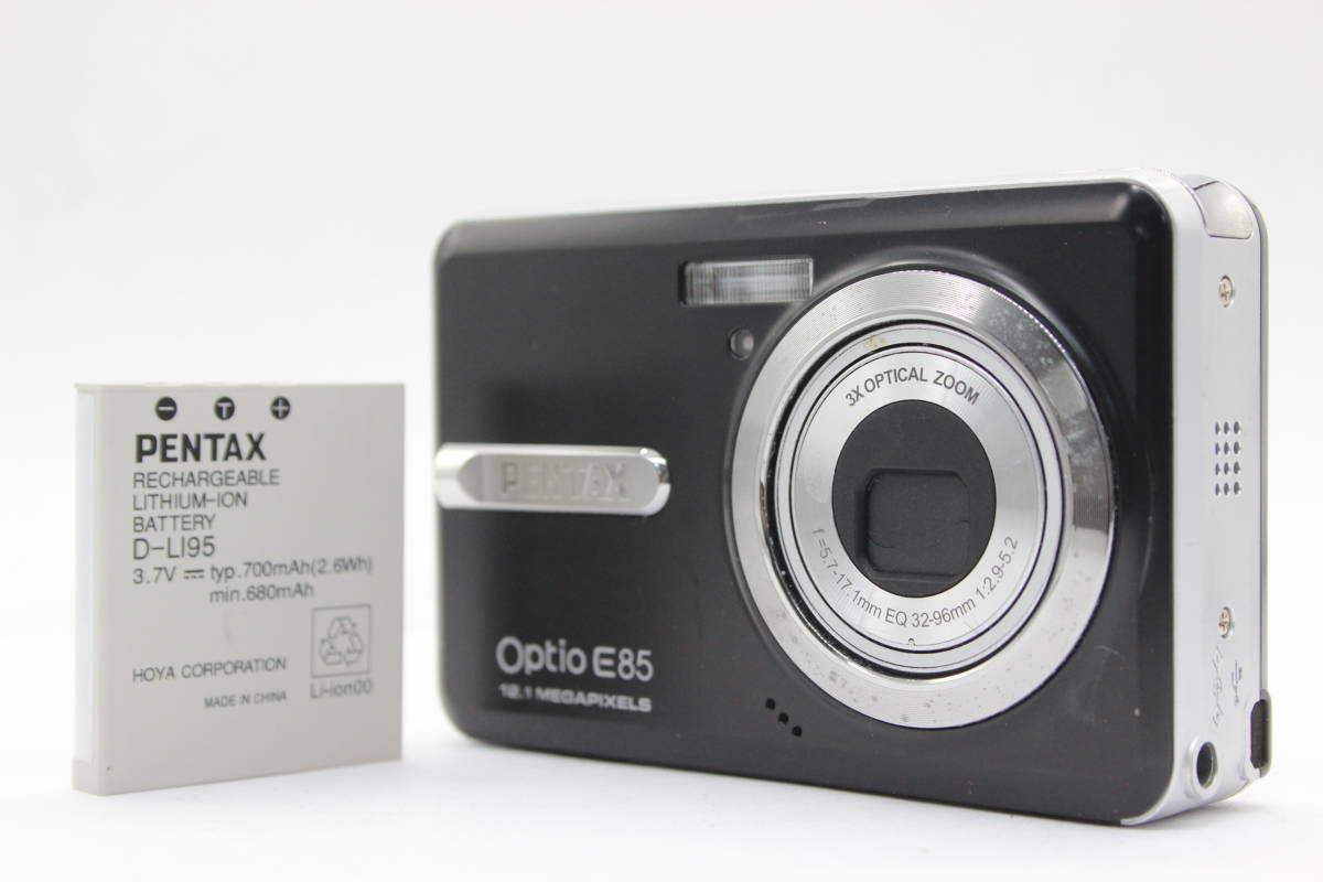 【返品保証】 ペンタックス Pentax Optio E85 ブラック 3x バッテリー付き コンパクトデジタルカメラ s5220