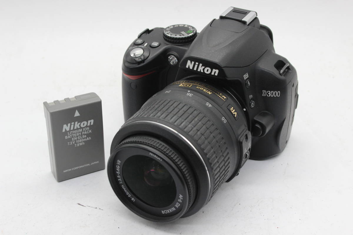 【返品保証】 ニコン Nikon D3000 AF-S DX Nikkor 18-55mm F3.5-5.6 G VR バッテリー付き デジタル一眼 ボディレンズセット s5518