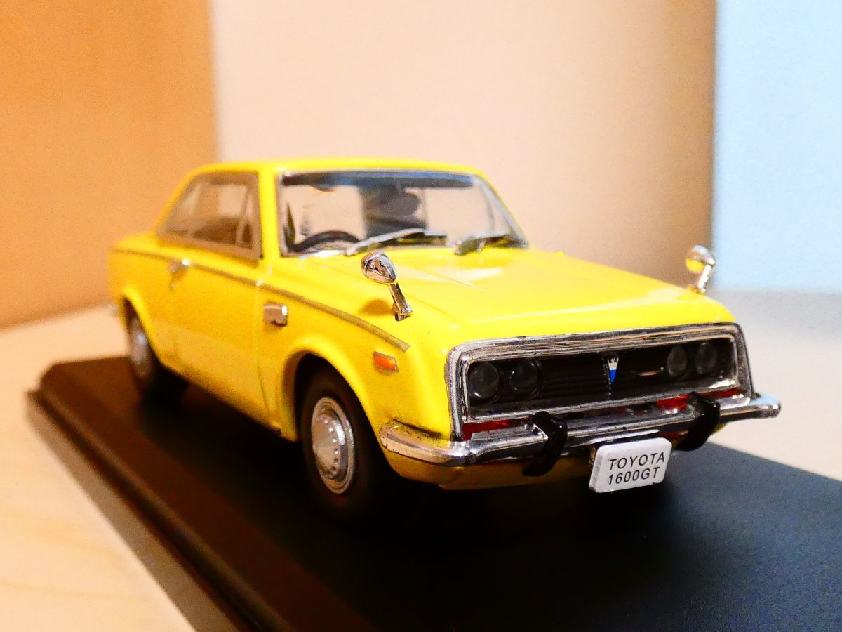 国産 名車コレクション 1/43 トヨタ 1600GT 1967 黄色 ② アシェット 旧車 クラシックカー ミニカーの画像1