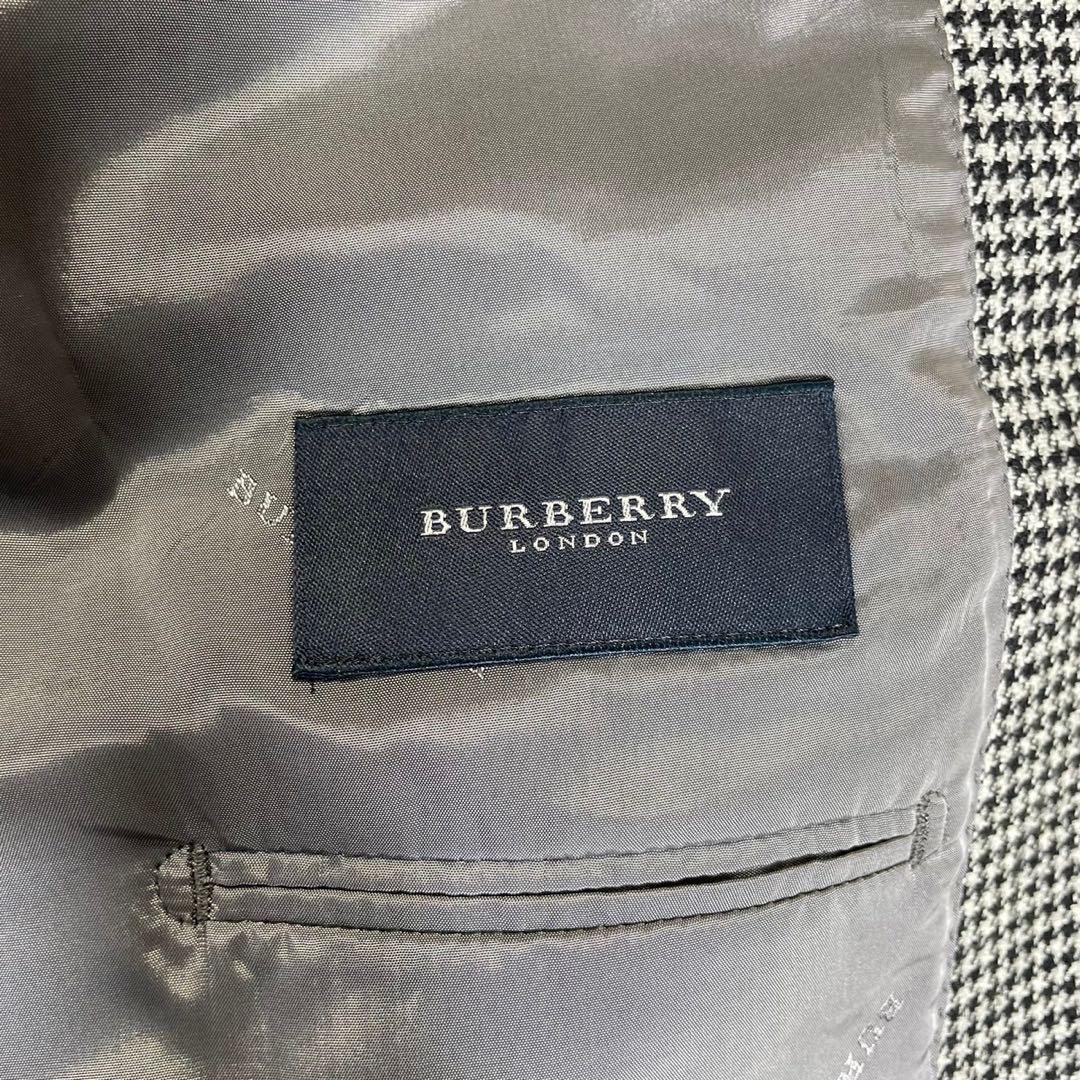 1円◆2XL◆カシミヤ混 シルク バーバリーロンドン BURBERRY LONDON テーラードジャケット 千鳥 ビジネス メンズ ツイード ロゴ ブレザー 2B_画像9