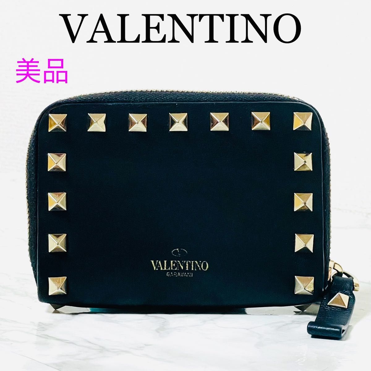 【美品】VALENTINO ヴァレンティノ ロックスタッズ コインケース ミニ財布 