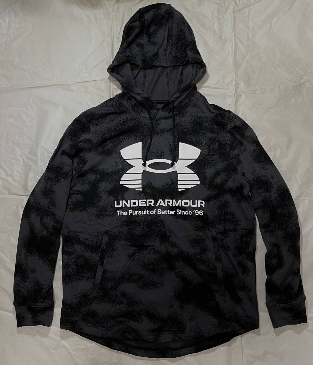 新品 L アンダーアーマー 黒 ブラック グレー スウェット 薄手 軽量 上下 カモフラ underarmour パーカー フード ジョガーパンツ 正規品_画像2