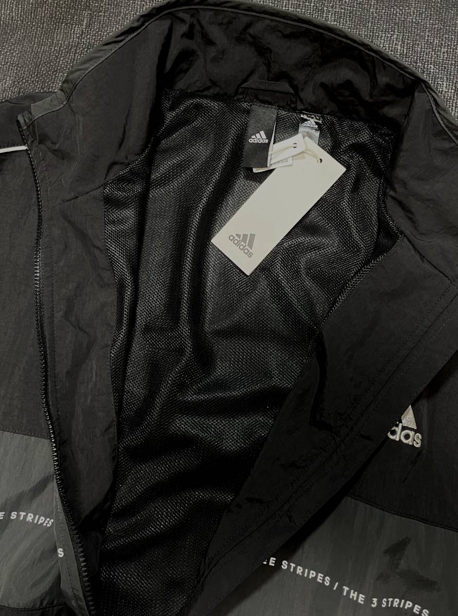 新品 L アディダス ADIDAS ウーブン ジャージ 上下 ナイロン ウィンド メッシュ ブラック 黒 大き目 ゆったり THREE STRIPES 正規品_画像9