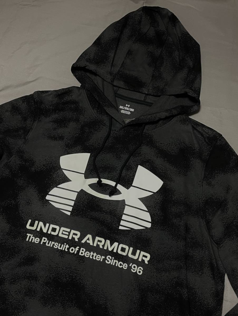 新品 XL アンダーアーマー 黒 ブラック グレー スウェット 薄手軽量 上下 カモフラ underarmour パーカー フード ジョガーパンツ 正規品2L_画像6