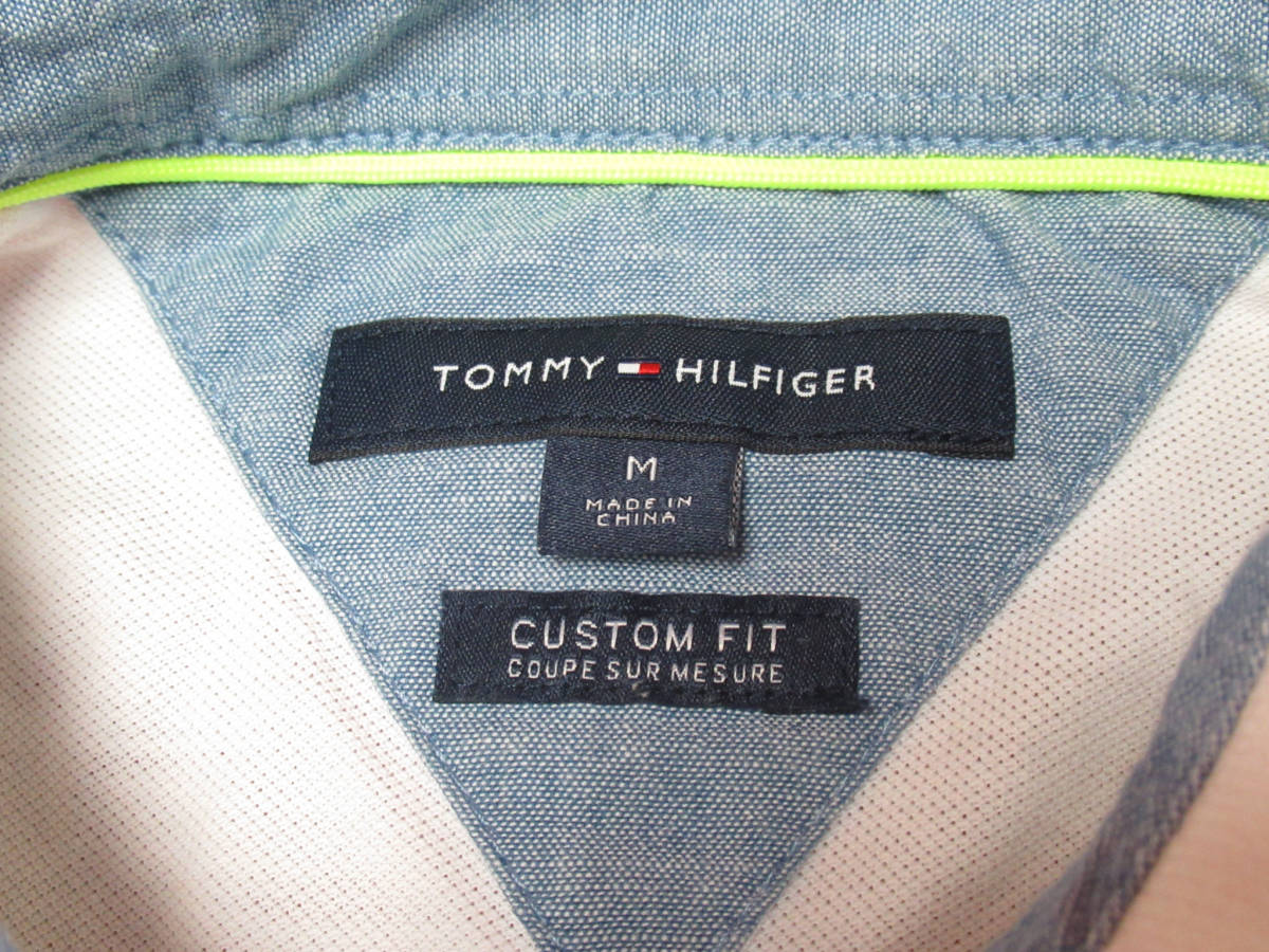 TOMMY HILFIGERトミーヒルフィガー CUSTOM FIT メンズ 半袖 ポロシャツ Mサイズ コットン ホワイト 白色 ゴルフウェア 管理L0809G_画像5