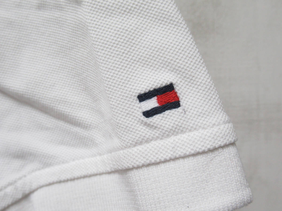 TOMMY HILFIGERトミーヒルフィガー CUSTOM FIT メンズ 半袖 ポロシャツ Mサイズ コットン ホワイト 白色 ゴルフウェア 管理L0809G_画像3