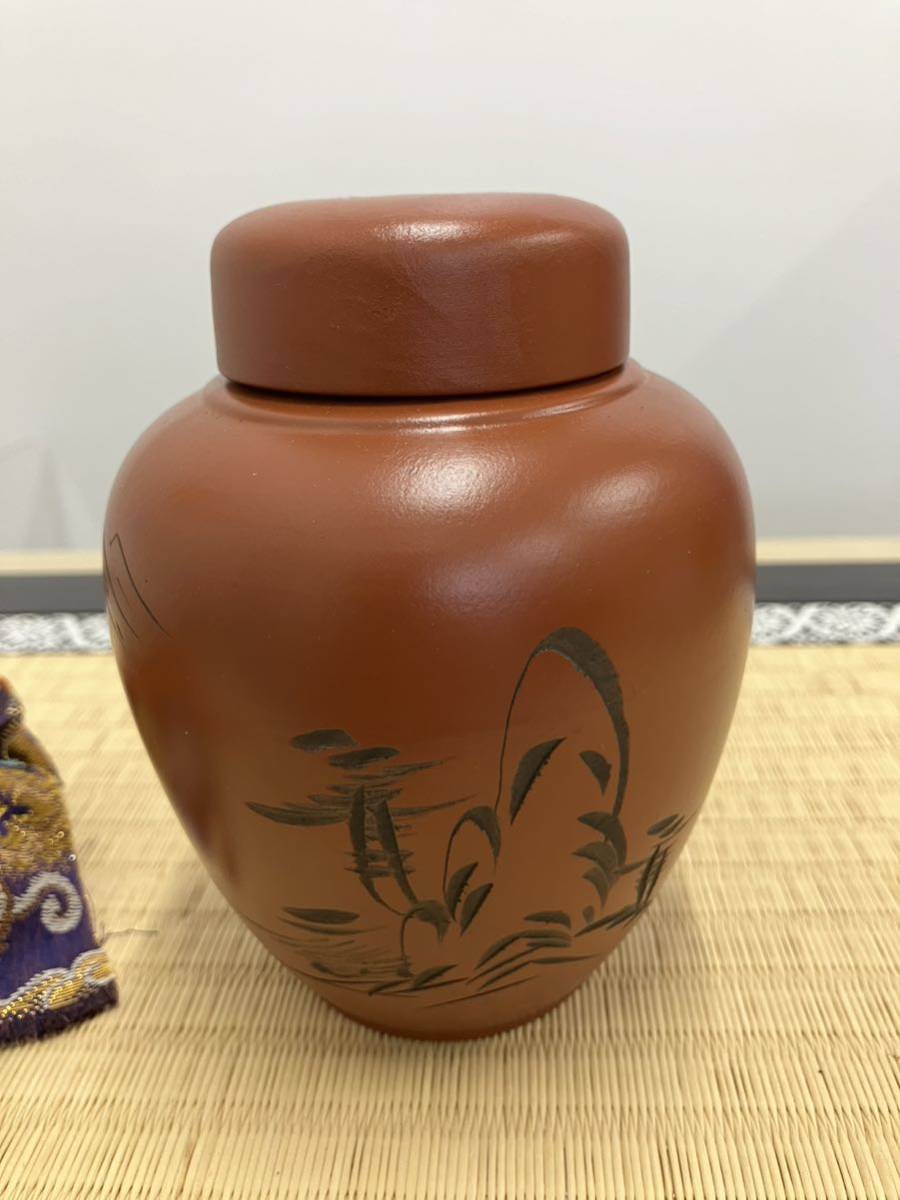 朱泥　常滑　煎茶道具　茶入　茶壺　山水図　高さ12cm_画像3