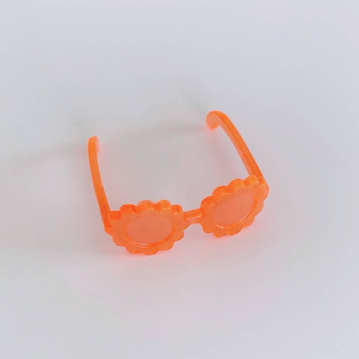 【ラスト1】Licca リカちゃん、1/6ドール用 サングラス/眼鏡/めがね（フラワー｜透明 オレンジ）の画像1