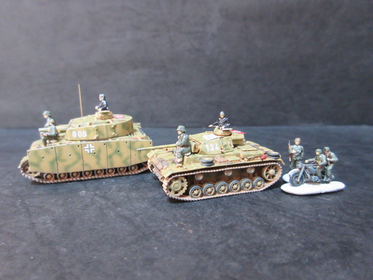 1/144完成品　4号戦車F1型(サイドスカート付き) & 3号戦車L型(後期) & BMWR75　1943年東部戦線_画像1