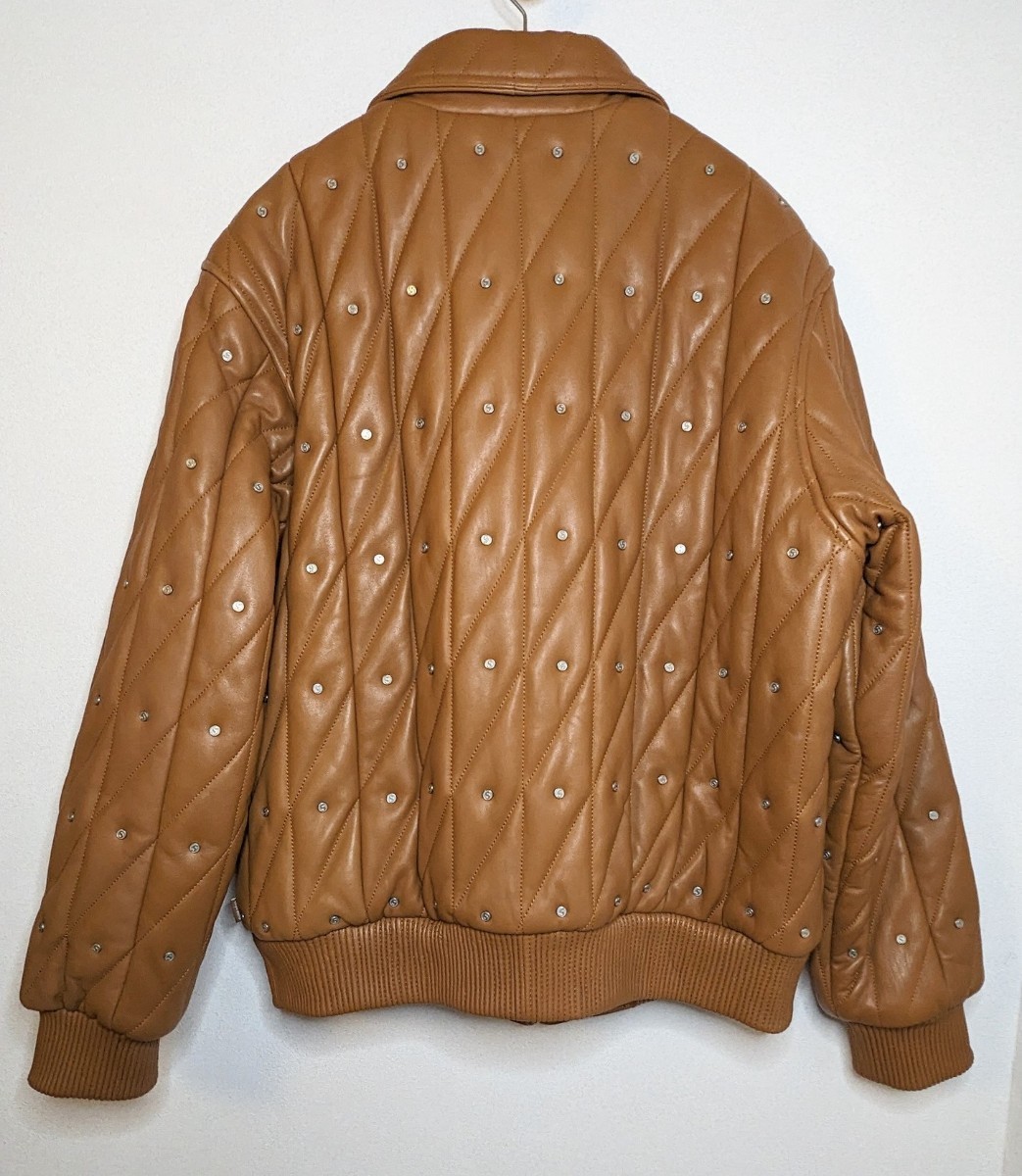◆Supreme Quilted Studded Leather Jacket レザー ジャケット Mサイズ ブラウン 羊革　シュプリーム ラムレザー 中綿 スタッズ_画像4