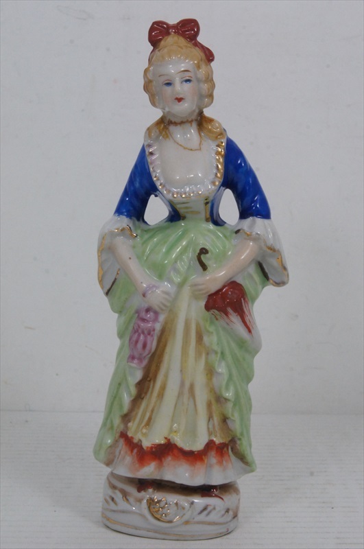[珍品]ドイツ 貴族女性 アンブレラ 人形 陶磁製 オキュパイドジャパン 1947～1952年 当時物 マイセン風 輸出用 雑貨