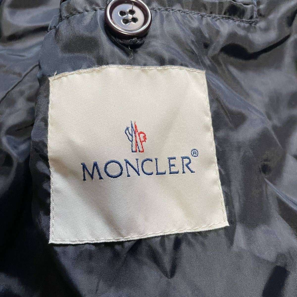 モンクレール【極美品 最高傑作！】MONCLER ダウン テーラードジャケット XXLサイズ ロゴ ワッペン 光沢感 キルティング ダークネイビー_画像7