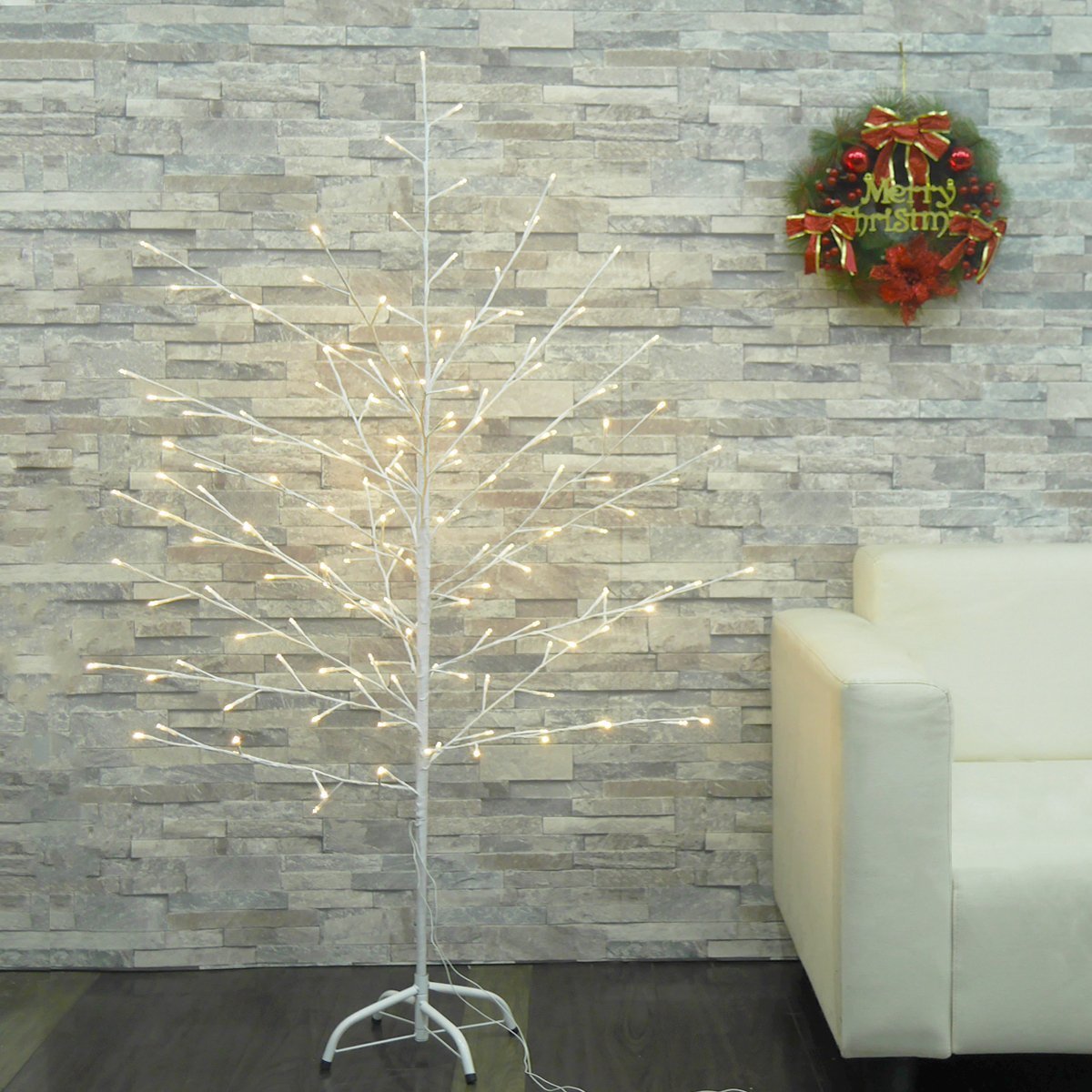 1円～ 売り切り クリスマスツリー ブランチツリー 150cm 豪華ゴールドLED168灯 クリスマス LEDイルミネーション 白枝 おしゃれ 飾り KR-101_画像8