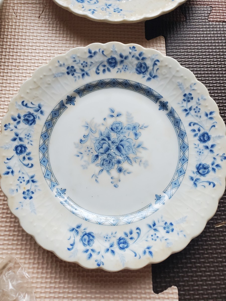 パーティーセット ロイヤルブルーローズ Blue Rose DAITO JAPAN 食器 お皿 大皿(直径約26.5cm)1枚 小皿(直径約19.5cm)5枚 【長期保管品】_画像6