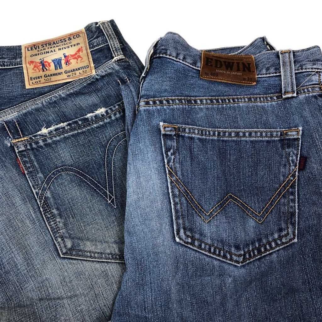 m⑦ デニム 10本 まとめ売り Levi's リーバイス 502 EDWIN Wrangler 大量 濃紺 大きいサイズ 含む パンツ Gパン ジーンズ メンズ 卸売_画像3