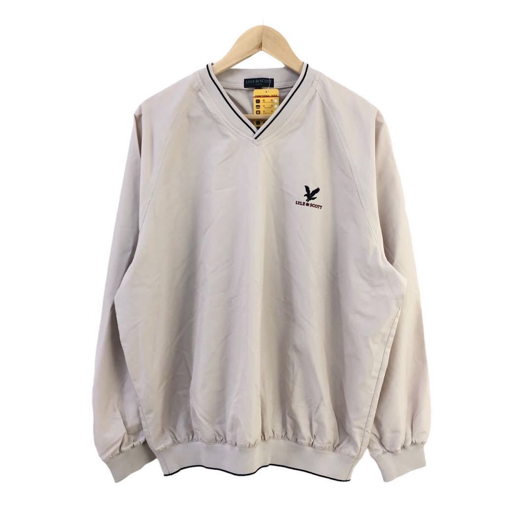 H685 未使用品 ほぼ美品 LYLE&SCOTT GOLF ライル＆スコット 長袖 プルオーバー トップス ゴルフウェア ベージュ系 メンズ L 自宅保管品_画像2