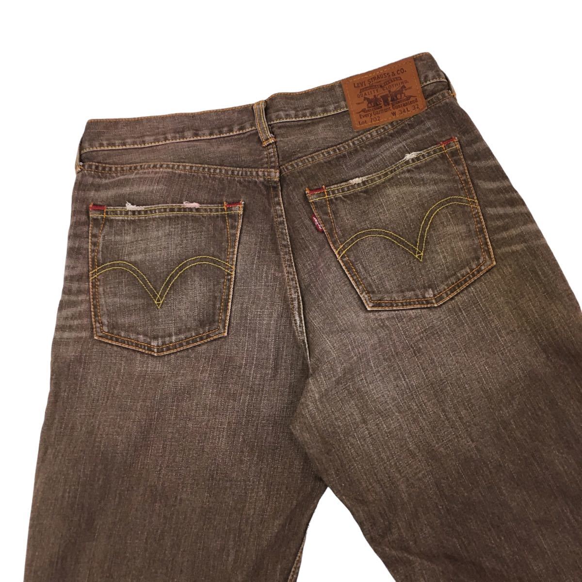 NC191 Levi's リーバイス 702 デニム ジーンズ Gパン カラーデニム パンツ ボトムス ズボン メンズ W34L32 ブラウン 茶_画像5