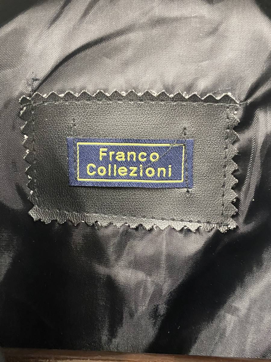 US48【1円～】Franco Collezioni アウター 羊革 レザー メンズ レザーハーフコート 黒 本革ジャケット ラムレザー _画像3