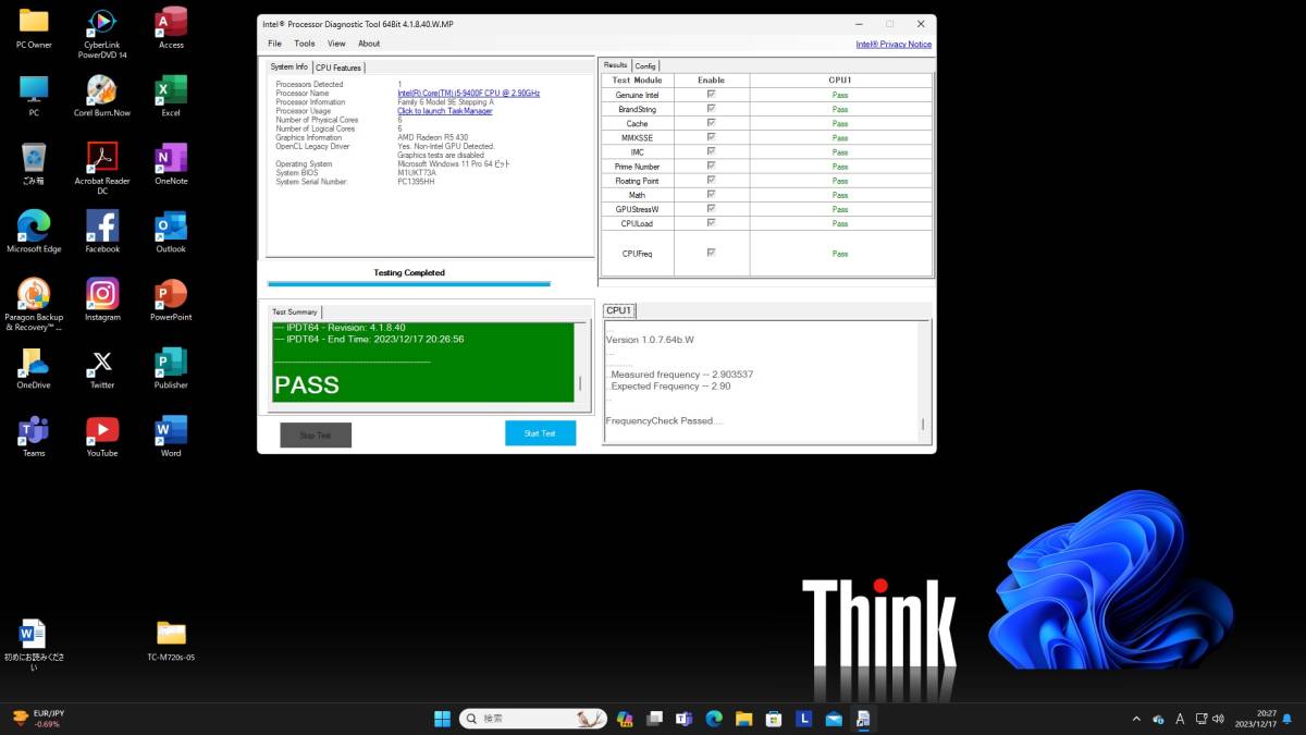 Lenovo ThinkCentre M720s SSD 高速起動 Intel Core i5-9400F 2.9 - 4.1 GHz / PC4 16GB, SSD 256GB, HDD 1TB / Windows 11 Pro 64bit_画像3