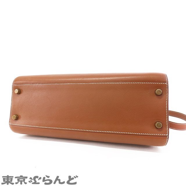 101702284 エルメス HERMES ケリースポーツ GM 〇S刻印 ブラウン系 ゴールド金具 外縫い ショルダーバッグ レディース ヴィンテージ_画像3