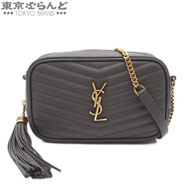 101703052 サンローランパリ SAINT LAURENT PARIS ルー ミニバッグ フリンジ 612579 グレー グレインレザー ショルダーバッグ レディース A