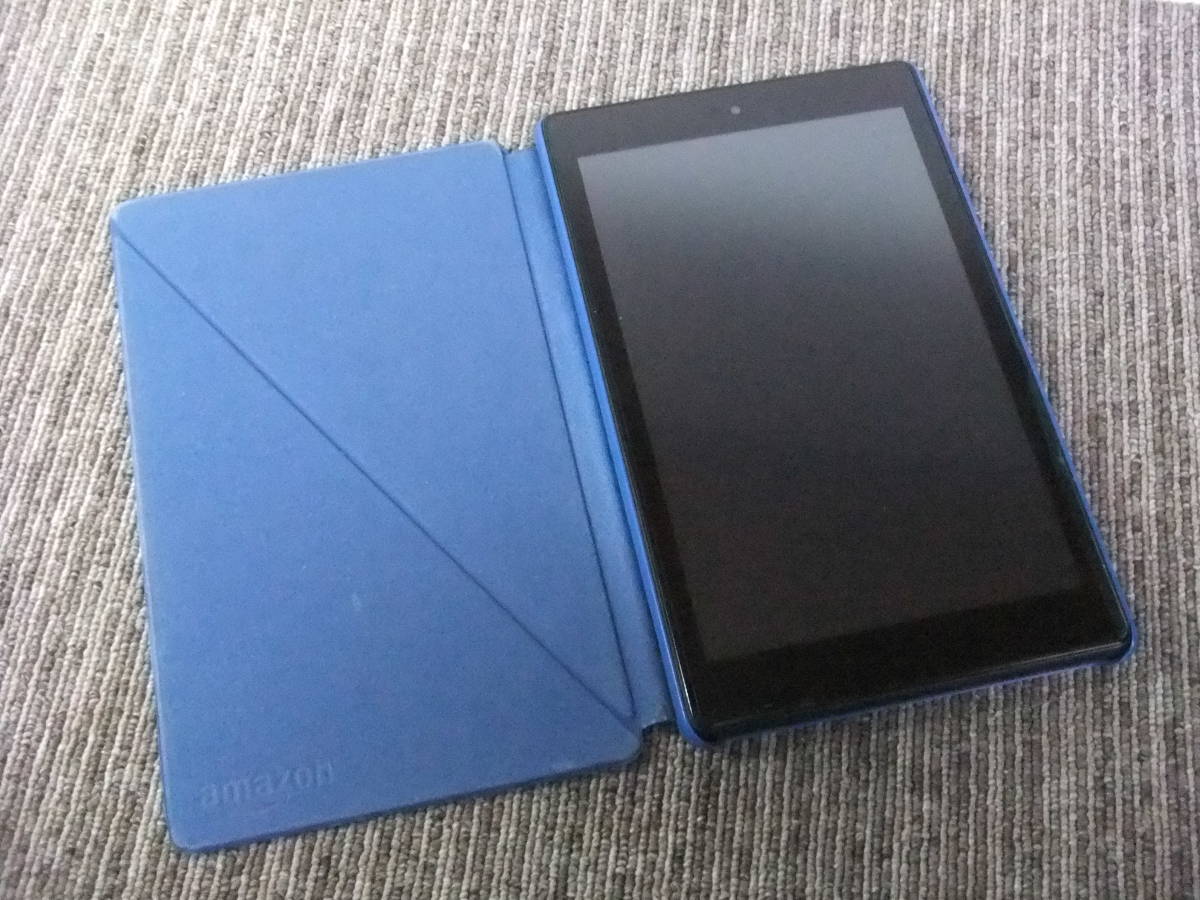 nc キ12-145 Amazon fire HD 8 タブレット 8インチHDディスプレイ 第7世代 32GB ケース付き 黒 青 動作確認済_画像1