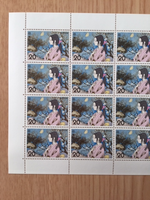昔ばなしシリーズ 第2集 つる女房 娘 1シート(20面) 切手 未使用 1974年_画像2