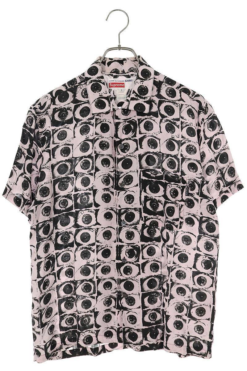 シュプリーム SUPREME コムデギャルソンシャツ 17SS Eyes Rayon Shirt サイズ:S 目玉模様総レーヨン半袖シャツ 中古 BS99