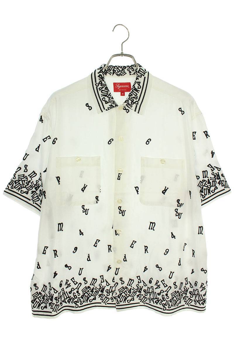 シュプリーム SUPREME 23SS Nouveau Embroidered S/S Shirt サイズ:M エンブロイダリー半袖シャツ 中古 BS99