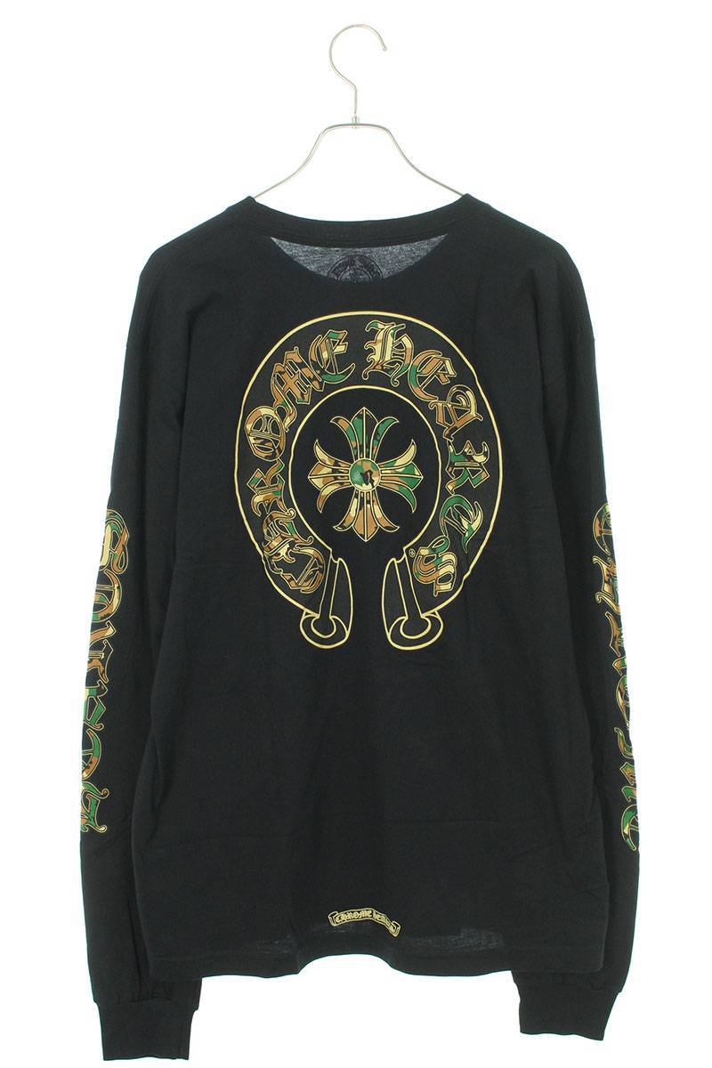 クロムハーツ Chrome Hearts CH L/S /1 サイズ:XL バック迷彩ホースシュープリント長袖カットソー 中古 SJ02_画像2