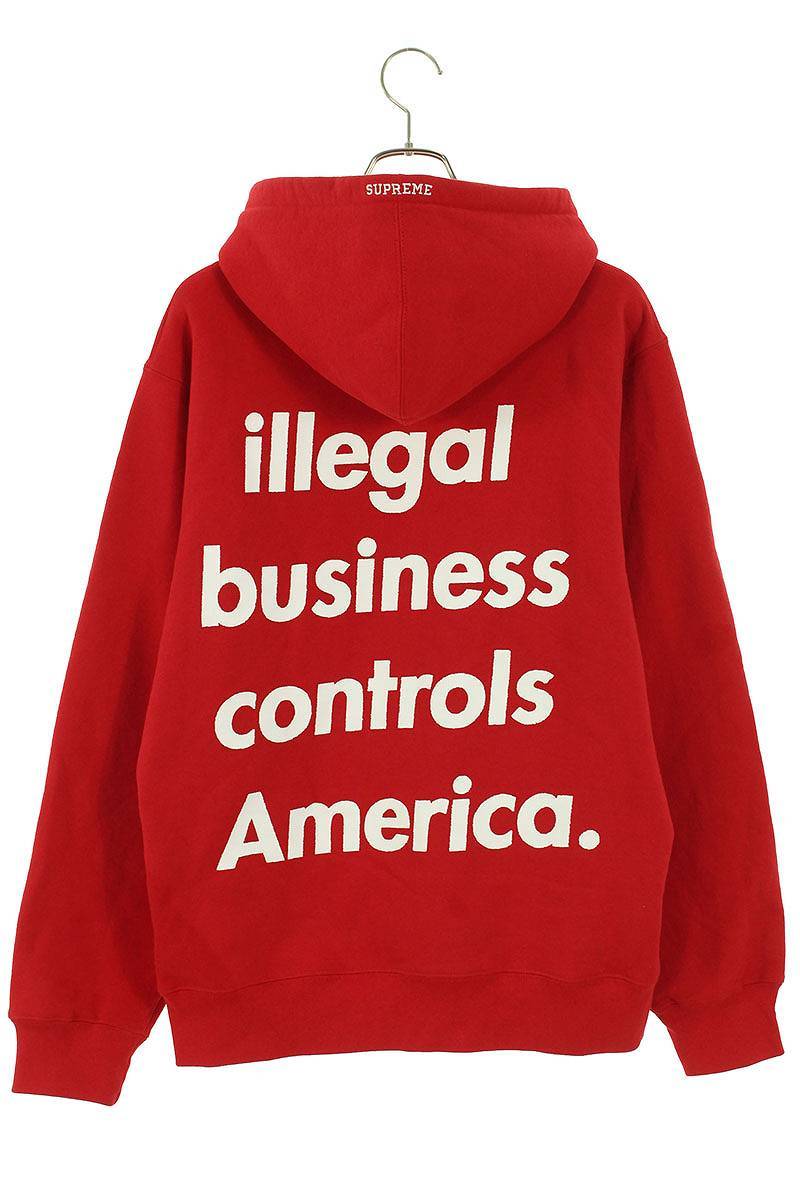 シュプリーム SUPREME 18SS Illegal Business Hooded Sweatshirt サイズ:L イリーガルビジネスプルオーバーパーカー 中古 OM10_画像2
