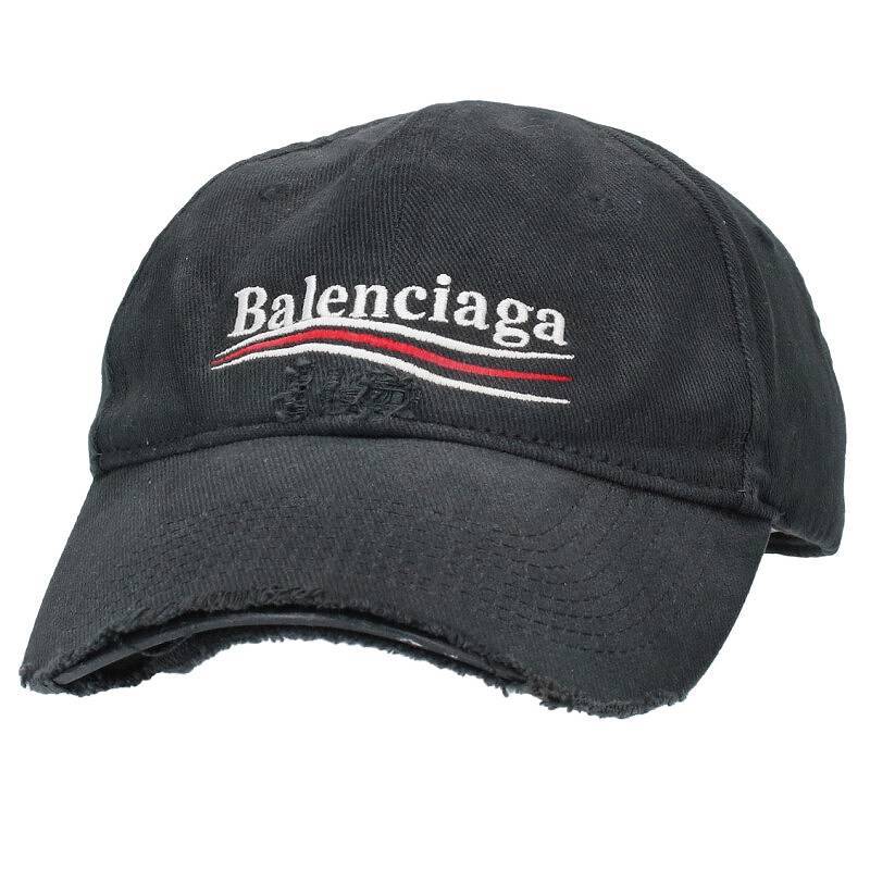 バレンシアガ BALENCIAGA 661884 サイズ:L デストロイポリティカルキャンペーンロゴベースボールキャップ 中古 OM10