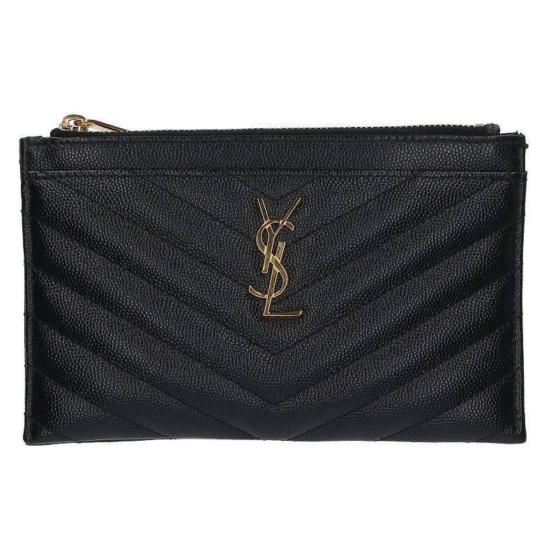 サンローランパリ SAINT LAURENT PARIS 584872 BOW01 YSLカサンドラロゴ レザーポーチ 中古 BS99